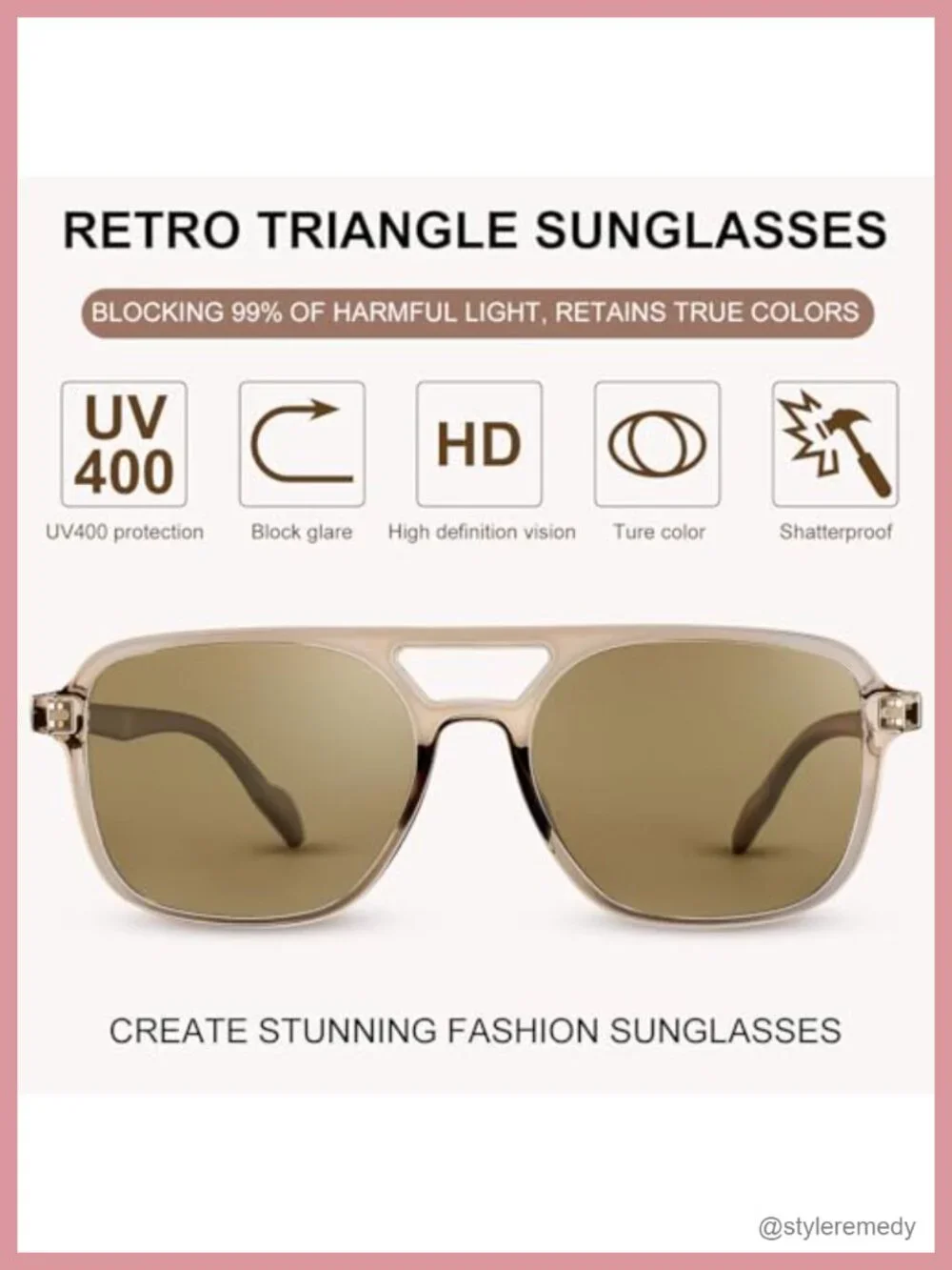 4 Pairs Retro Aviator Sunglasses Polarized UV400 Rectangle Sun Glasses